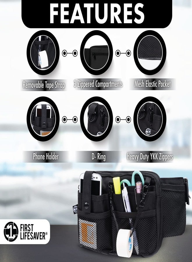 First Lifesaver Nurse Fanny Pack with Multi-Compartment and Tape Holder For Nurses and Nursing Students (Black) - Image 2